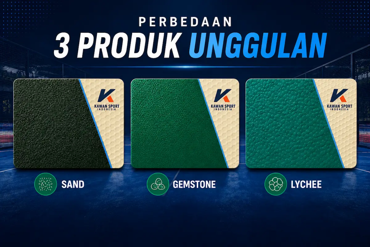 Perbedaan Karpet Badminton Sand, Gemstone, dan Lychee