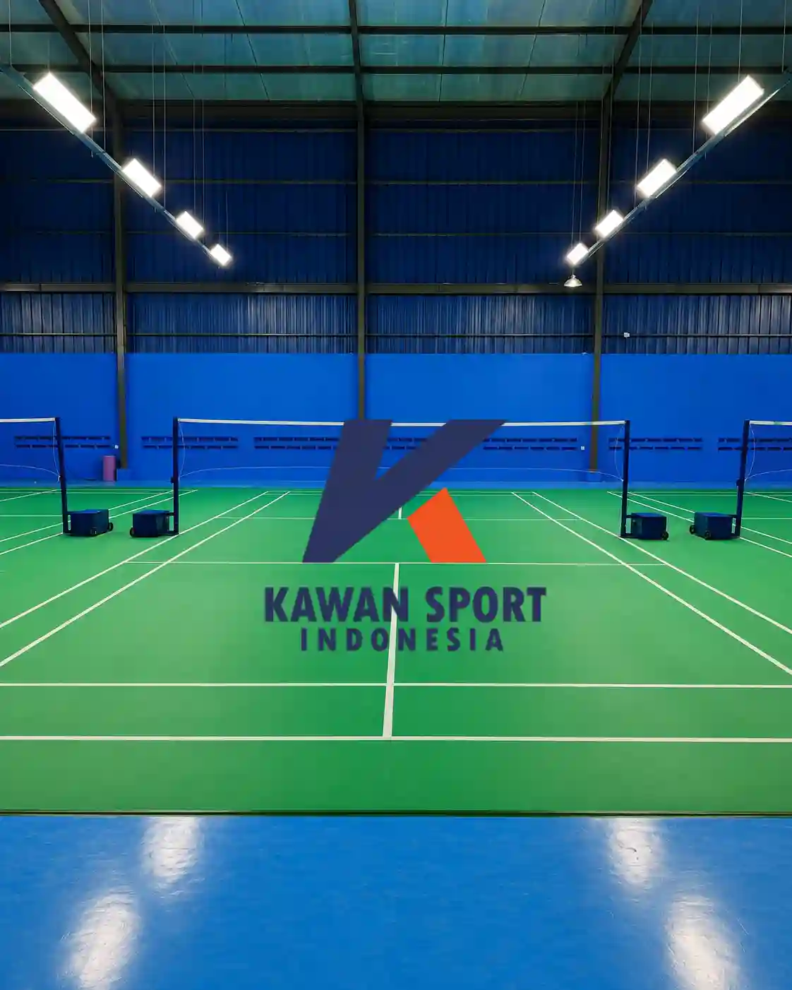 Kontraktor lapangan badminton GOR Abadi Bandung — 5 lapangan KS-Sand 4.5mm