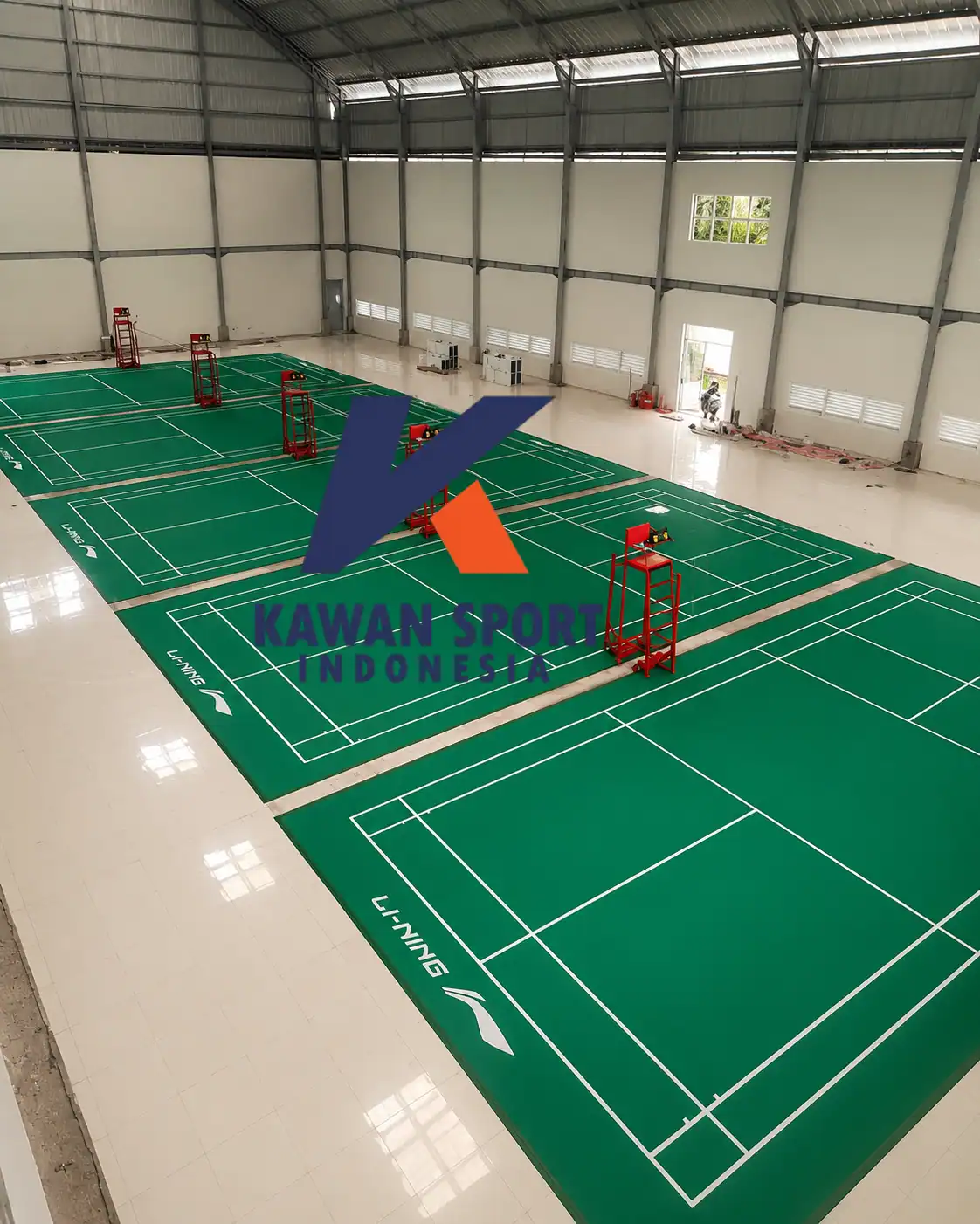 Kontraktor lapangan badminton GOR Pertamina Badminton ITS Surabaya — 5 lapangan Li-Ning LCM Tour 5mm BWF Approved