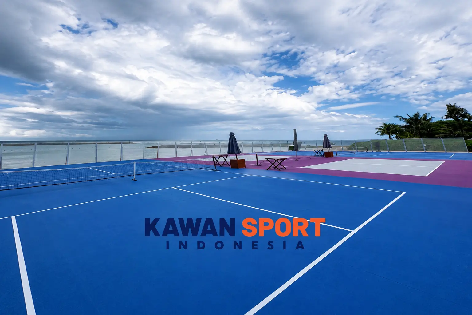 Lapangan pickleball outdoor tepi pantai The Apurva Kempinski Bali — dikerjakan Kawan Sport Indonesia