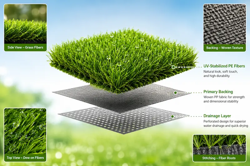 Komponen dan lapisan rumput sintetis lapangan mini soccer